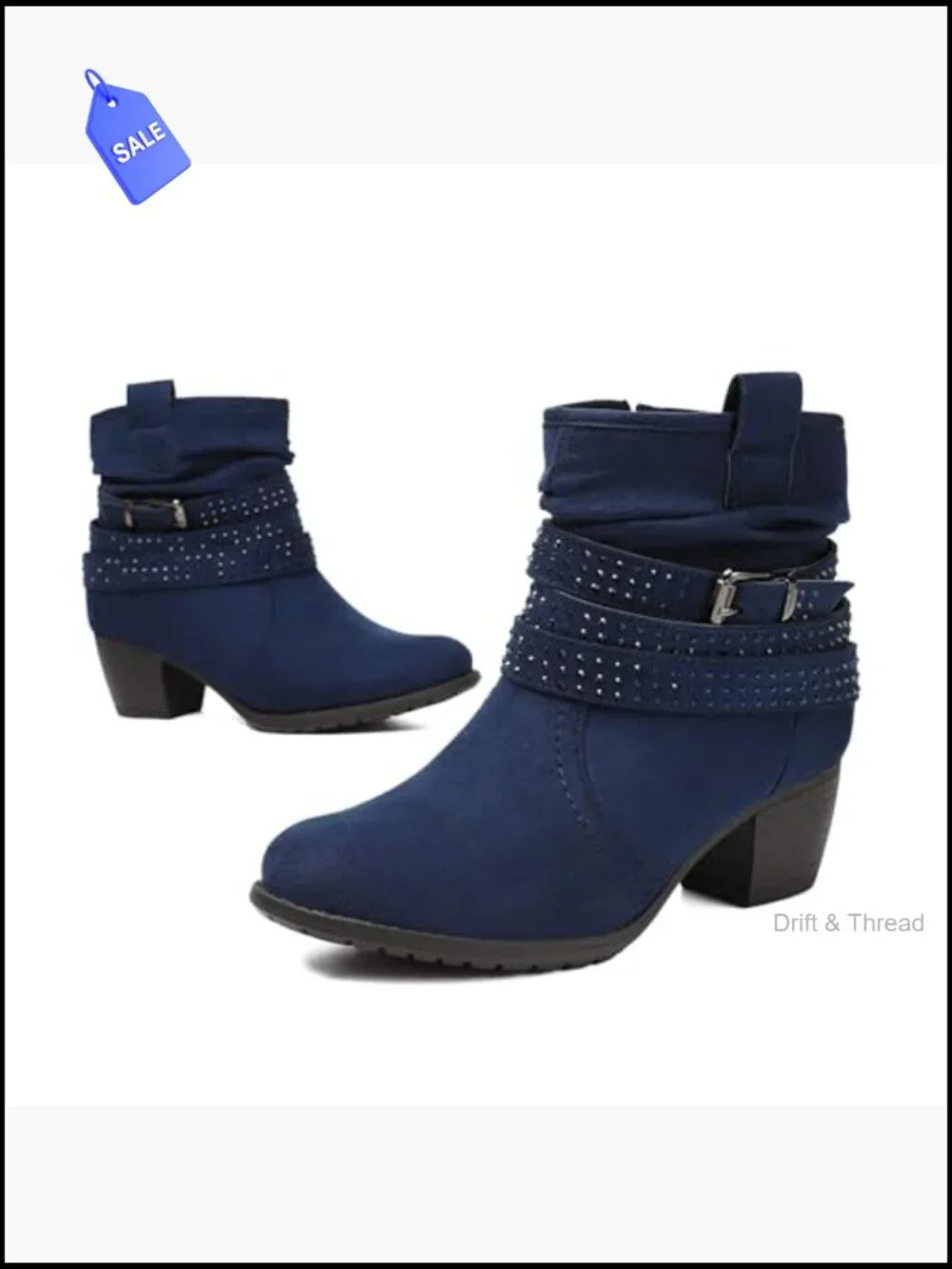 Women's Mid Calf Boots Round Toe Low Heel Slouchy Dress Zip Booties with